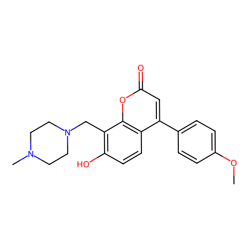 7-hydroxy-4-(4-methoxyphenyl)-8-[(4-methylpiperazin-1-yl)methyl]-2H-chromen-2-one structure