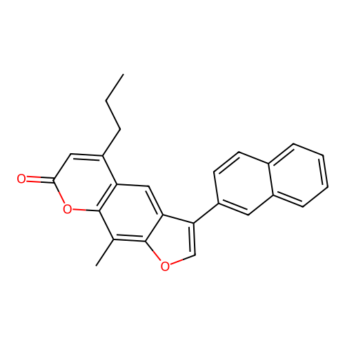 9-methyl-3-(naphthalen-2-yl)-5-propyl-7H-furo[3,2-g]chromen-7-one structure