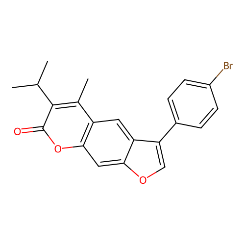 3-(4-bromophenyl)-6-isopropyl-5-methyl-7H-furo[3,2-g]chromen-7-one structure