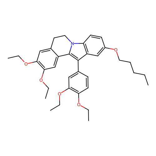 12-(3,4-diethoxyphenyl)-2,3-diethoxy-10-(pentyloxy)-5,6-dihydroindolo[2,1-a]isoquinoline structure