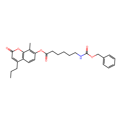 8-methyl-2-oxo-4-propyl-2H-chromen-7-yl 6-(((benzyloxy)carbonyl)amino)hexanoate structure