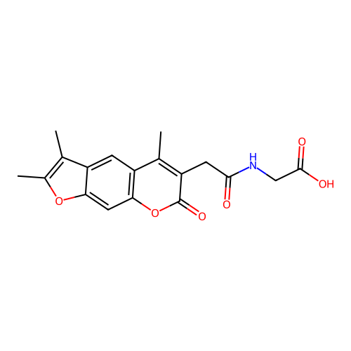 N-[(2,3,5-trimethyl-7-oxo-7H-furo[3,2-g]chromen-6-yl)acetyl]glycine structure