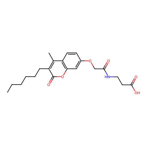 3-({2-[(3-hexyl-4-methyl-2-oxo-2H-chromen-7-yl)oxy]acetyl}amino)propanoic acid structure