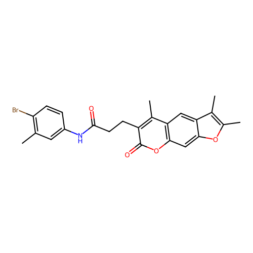 N-(4-bromo-3-methylphenyl)-3-(2,3,5-trimethyl-7-oxo-7H-furo[3,2-g]chromen-6-yl)propanamide structure
