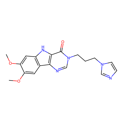 3-(3-(1H-imidazol-1-yl)propyl)-7,8-dimethoxy-3H-pyrimido[5,4-b]indol-4(5H)-one structure
