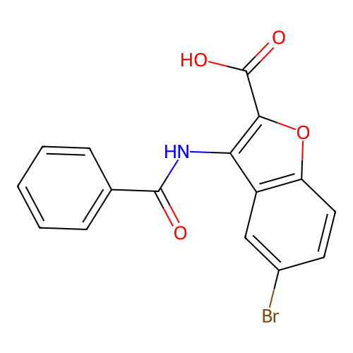3-Benzamido-5-bromo-1-benzofuran-2-carboxylic acid structure
