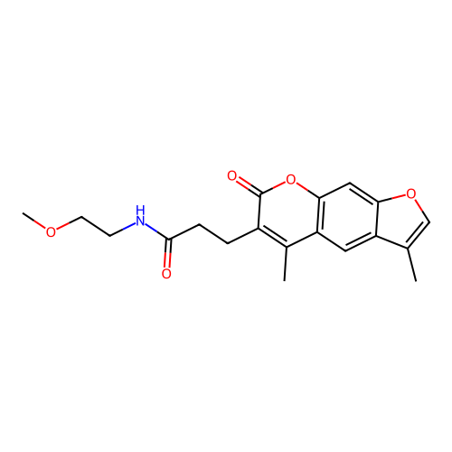 3-(3,5-dimethyl-7-oxo-7H-furo[3,2-g]chromen-6-yl)-N-(2-methoxyethyl)propanamide structure