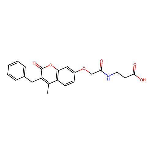 3-({2-[(3-benzyl-4-methyl-2-oxo-2H-chromen-7-yl)oxy]acetyl}amino)propanoic acid structure