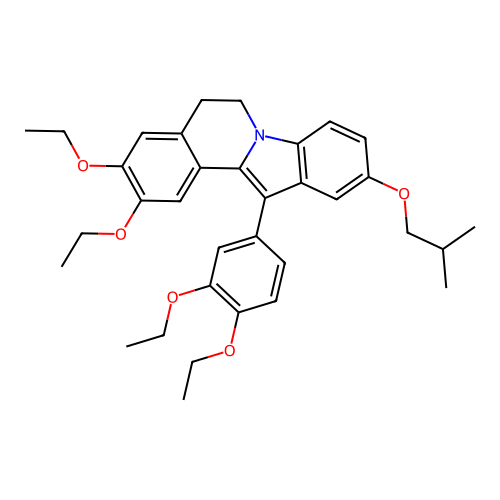 12-(3,4-diethoxyphenyl)-2,3-diethoxy-10-(2-methylpropoxy)-5,6-dihydroindolo[2,1-a]isoquinoline structure