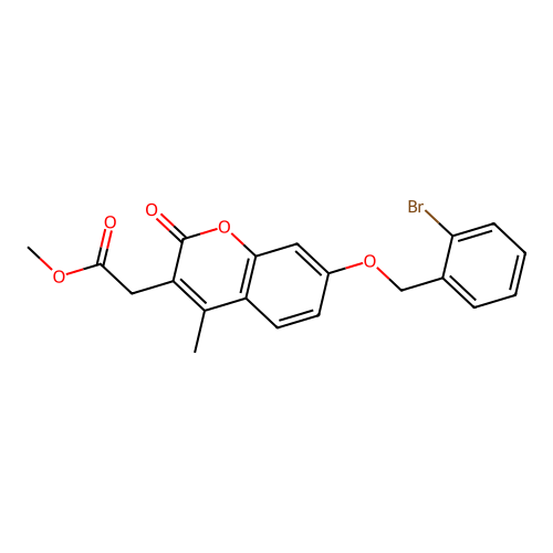 methyl {7-[(2-bromobenzyl)oxy]-4-methyl-2-oxo-2H-chromen-3-yl}acetate structure