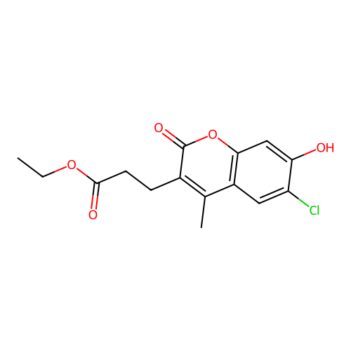 Ethyl 3-(6-chloro-7-hydroxy-4-methyl-2-oxochromen-3-yl)propanoate structure