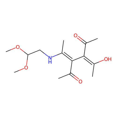 (3Z,4Z)-3-[1-(2,2-dimethoxyethylamino)ethylidene]-4-(1-hydroxyethylidene)hexane-2,5-dione structure