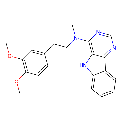 N-[2-(3,4-dimethoxyphenyl)ethyl]-N-methyl-5H-pyrimido[5,4-b]indol-4-amine structure