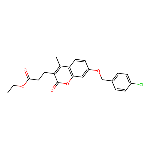 ethyl 3-{7-[(4-chlorobenzyl)oxy]-4-methyl-2-oxo-2H-chromen-3-yl}propanoate structure