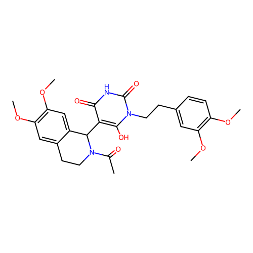 5-(2-acetyl-6,7-dimethoxy-1,2,3,4-tetrahydroisoquinolin-1-yl)-3-(3,4-dimethoxyphenethyl)-6-hydroxypyrimidine-2,4(1H,3H)-dione structure