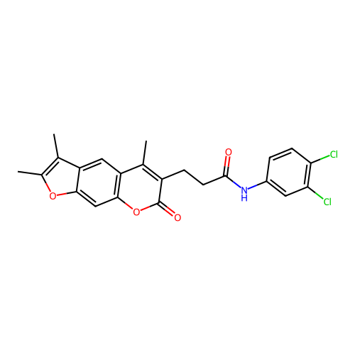 N-(3,4-dichlorophenyl)-3-(2,3,5-trimethyl-7-oxo-7H-furo[3,2-g]chromen-6-yl)propanamide structure