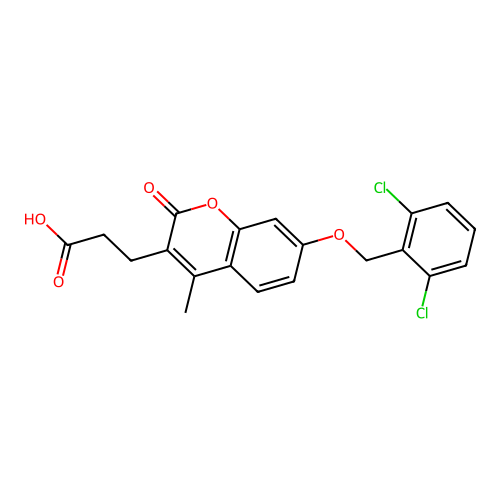 3-{7-[(2,6-dichlorobenzyl)oxy]-4-methyl-2-oxo-2H-chromen-3-yl}propanoic acid structure