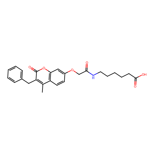 6-({[(3-benzyl-4-methyl-2-oxo-2H-chromen-7-yl)oxy]acetyl}amino)hexanoic acid structure