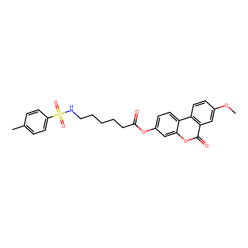 8-methoxy-6-oxo-6H-benzo[c]chromen-3-yl 6-(4-methylphenylsulfonamido)hexanoate structure