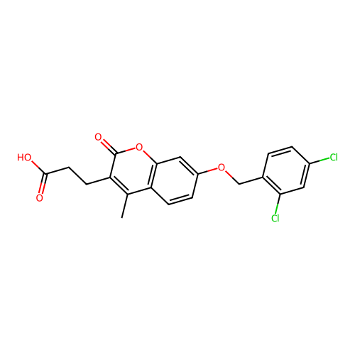 3-{7-[(2,4-dichlorobenzyl)oxy]-4-methyl-2-oxo-2H-chromen-3-yl}propanoic acid structure