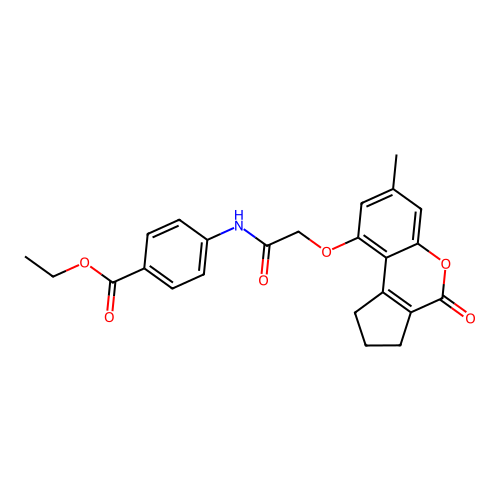 ethyl 4-(2-((7-methyl-4-oxo-1,2,3,4-tetrahydrocyclopenta[c]chromen-9-yl)oxy)acetamido)benzoate structure