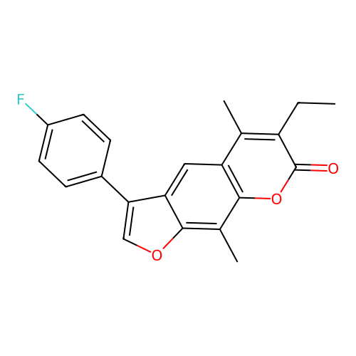 6-ethyl-3-(4-fluorophenyl)-5,9-dimethyl-7H-furo[3,2-g]chromen-7-one structure