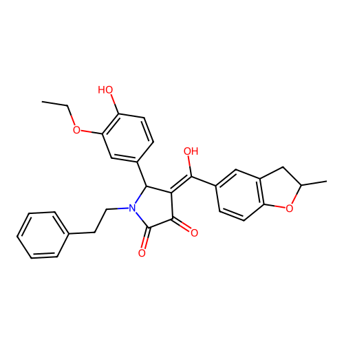 5-(3-ethoxy-4-hydroxyphenyl)-3-hydroxy-4-(2-methyl-2,3-dihydro-1-benzofuran-5-carbonyl)-1-(2-phenylethyl)-2,5-dihydro-1H-pyrrol-2-one structure