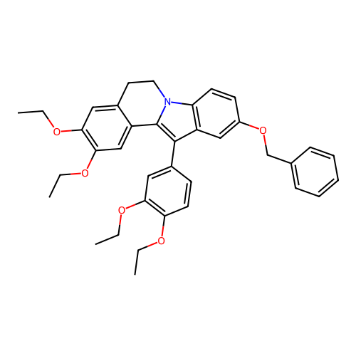 10-(benzyloxy)-12-(3,4-diethoxyphenyl)-2,3-diethoxy-5,6-dihydroindolo[2,1-a]isoquinoline structure
