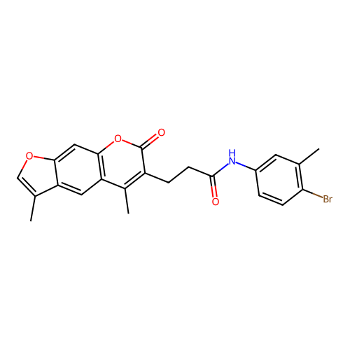N-(4-bromo-3-methylphenyl)-3-(3,5-dimethyl-7-oxo-7H-furo[3,2-g]chromen-6-yl)propanamide structure