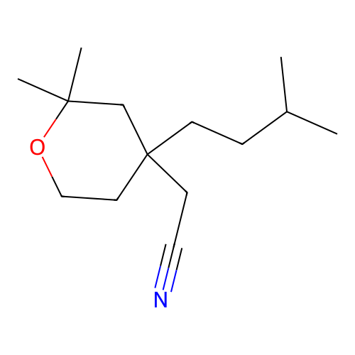 2-(4-isopentyl-2,2-dimethyltetrahydro-2H-pyran-4-yl)acetonitrile structure