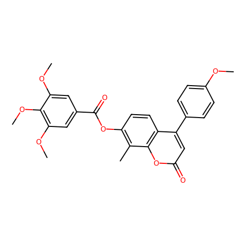 4-(4-methoxyphenyl)-8-methyl-2-oxo-2H-chromen-7-yl 3,4,5-trimethoxybenzoate structure