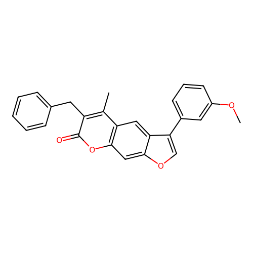 6-benzyl-3-(3-methoxyphenyl)-5-methyl-7H-furo[3,2-g]chromen-7-one structure