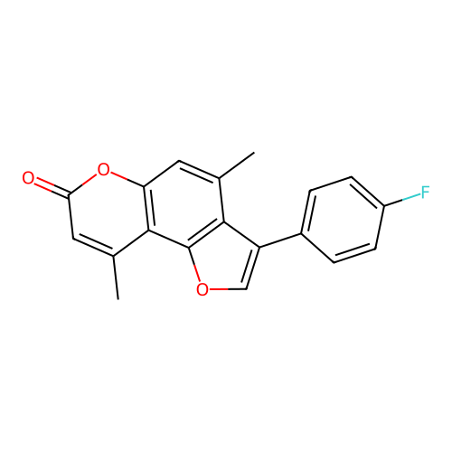 3-(4-fluorophenyl)-4,9-dimethyl-7H-furo[2,3-f]chromen-7-one structure