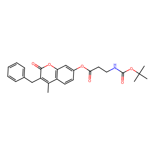 3-benzyl-4-methyl-2-oxo-2H-chromen-7-yl N-(tert-butoxycarbonyl)-beta-alaninate structure