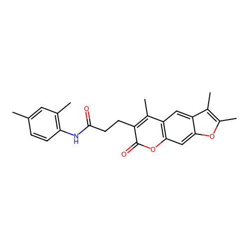 N-(2,4-dimethylphenyl)-3-(2,3,5-trimethyl-7-oxo-7H-furo[3,2-g]chromen-6-yl)propanamide structure