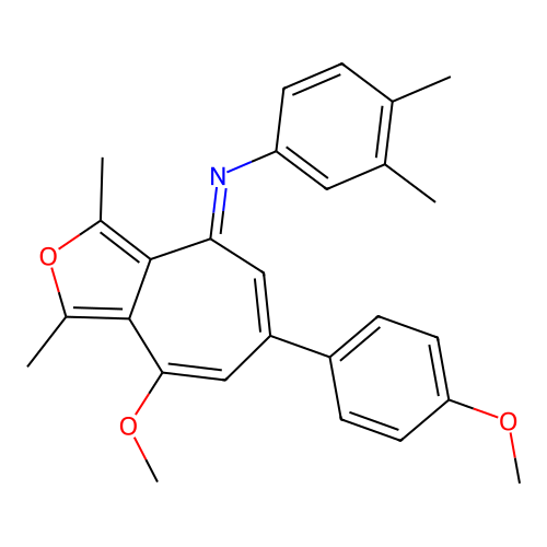 (E)-N-(8-methoxy-6-(4-methoxyphenyl)-1,3-dimethyl-4H-cyclohepta[c]furan-4-ylidene)-3,4-dimethylaniline structure