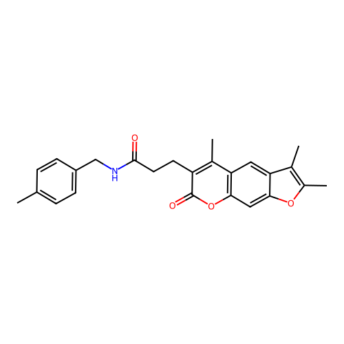 N-(4-methylbenzyl)-3-(2,3,5-trimethyl-7-oxo-7H-furo[3,2-g]chromen-6-yl)propanamide structure