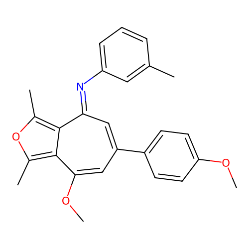 (E)-N-(8-methoxy-6-(4-methoxyphenyl)-1,3-dimethyl-4H-cyclohepta[c]furan-4-ylidene)-3-methylaniline structure