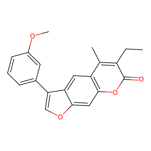 6-ethyl-3-(3-methoxyphenyl)-5-methyl-7H-furo[3,2-g]chromen-7-one structure