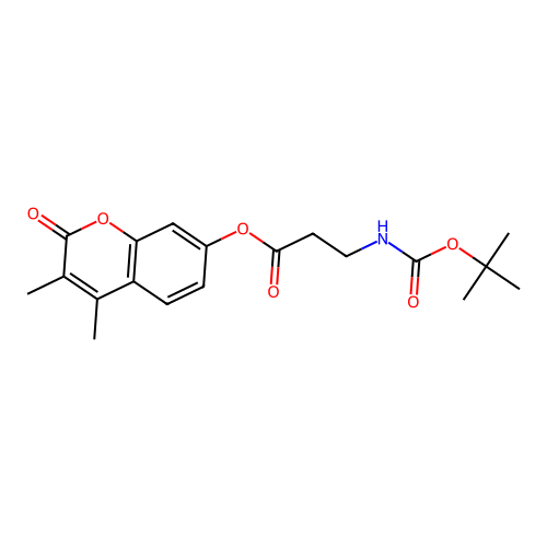 3,4-dimethyl-2-oxo-2H-chromen-7-yl 3-((tert-butoxycarbonyl)amino)propanoate structure