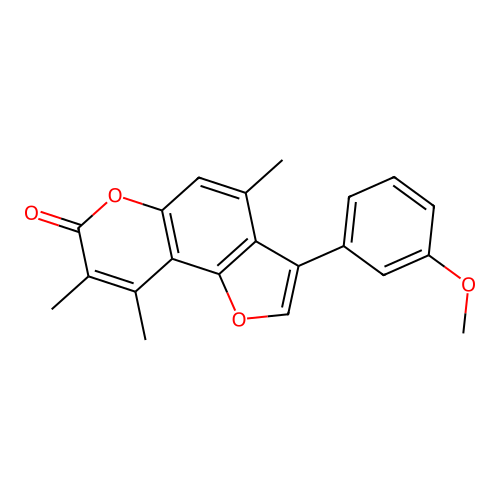 3-(3-methoxyphenyl)-4,8,9-trimethyl-7H-furo[2,3-f]chromen-7-one structure