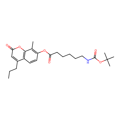 8-methyl-2-oxo-4-propyl-2H-chromen-7-yl 6-((tert-butoxycarbonyl)amino)hexanoate structure