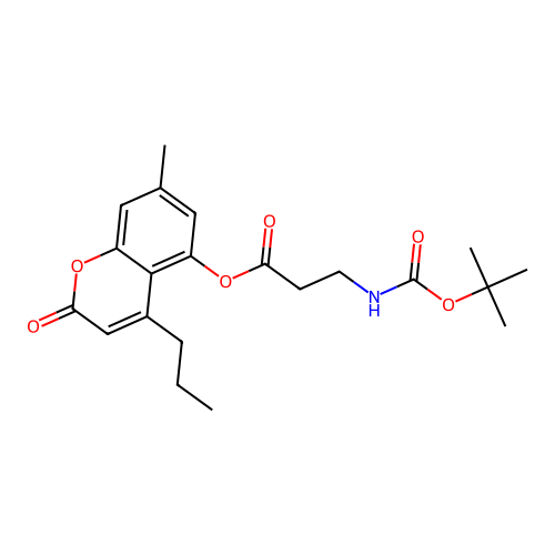 7-methyl-2-oxo-4-propyl-2H-chromen-5-yl N-(tert-butoxycarbonyl)-beta-alaninate structure