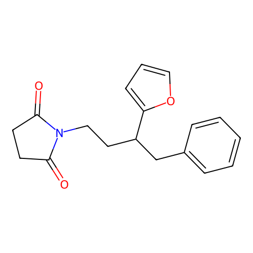 1-[3-(Furan-2-yl)-4-phenylbutyl]pyrrolidine-2,5-dione structure