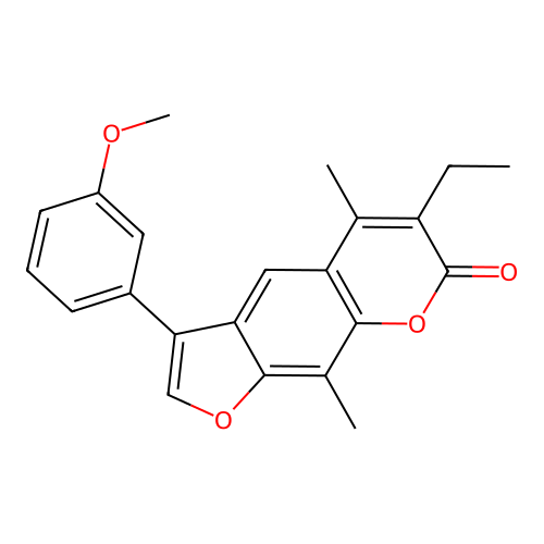 6-ethyl-3-(3-methoxyphenyl)-5,9-dimethyl-7H-furo[3,2-g]chromen-7-one structure