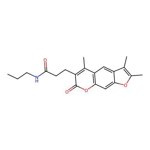 N-propyl-3-(2,3,5-trimethyl-7-oxo-7H-furo[3,2-g]chromen-6-yl)propanamide structure