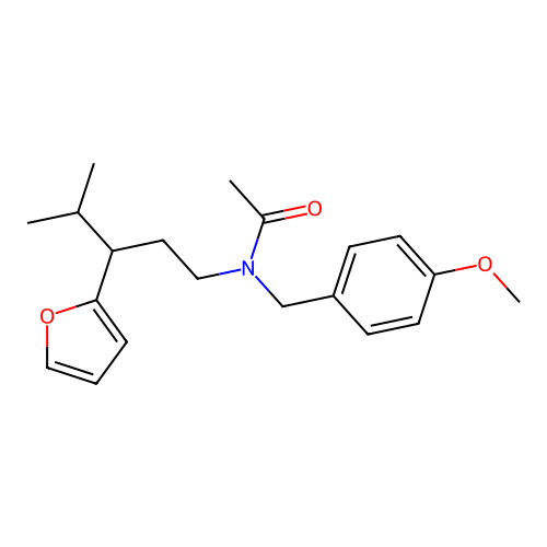 N-(3-(furan-2-yl)-4-methylpentyl)-N-(4-methoxybenzyl)acetamide structure