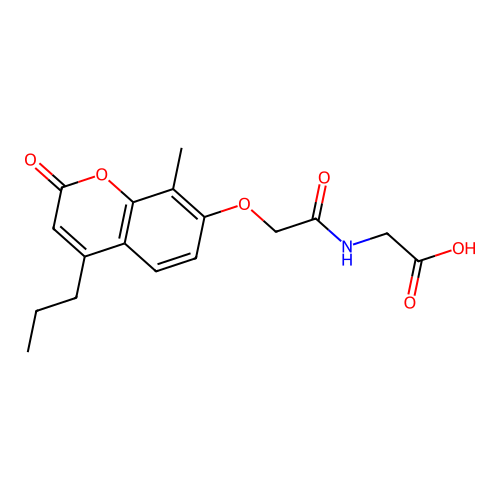 N-{[(8-methyl-2-oxo-4-propyl-2H-chromen-7-yl)oxy]acetyl}glycine structure
