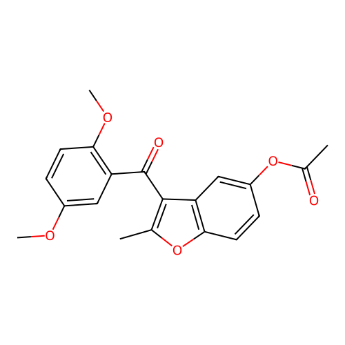 3-(2,5-Dimethoxybenzoyl)-2-methylbenzofuran-5-yl acetate structure