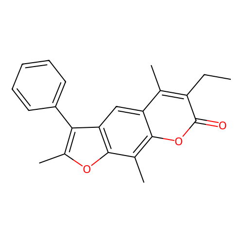 6-ethyl-2,5,9-trimethyl-3-phenyl-7H-furo[3,2-g]chromen-7-one structure